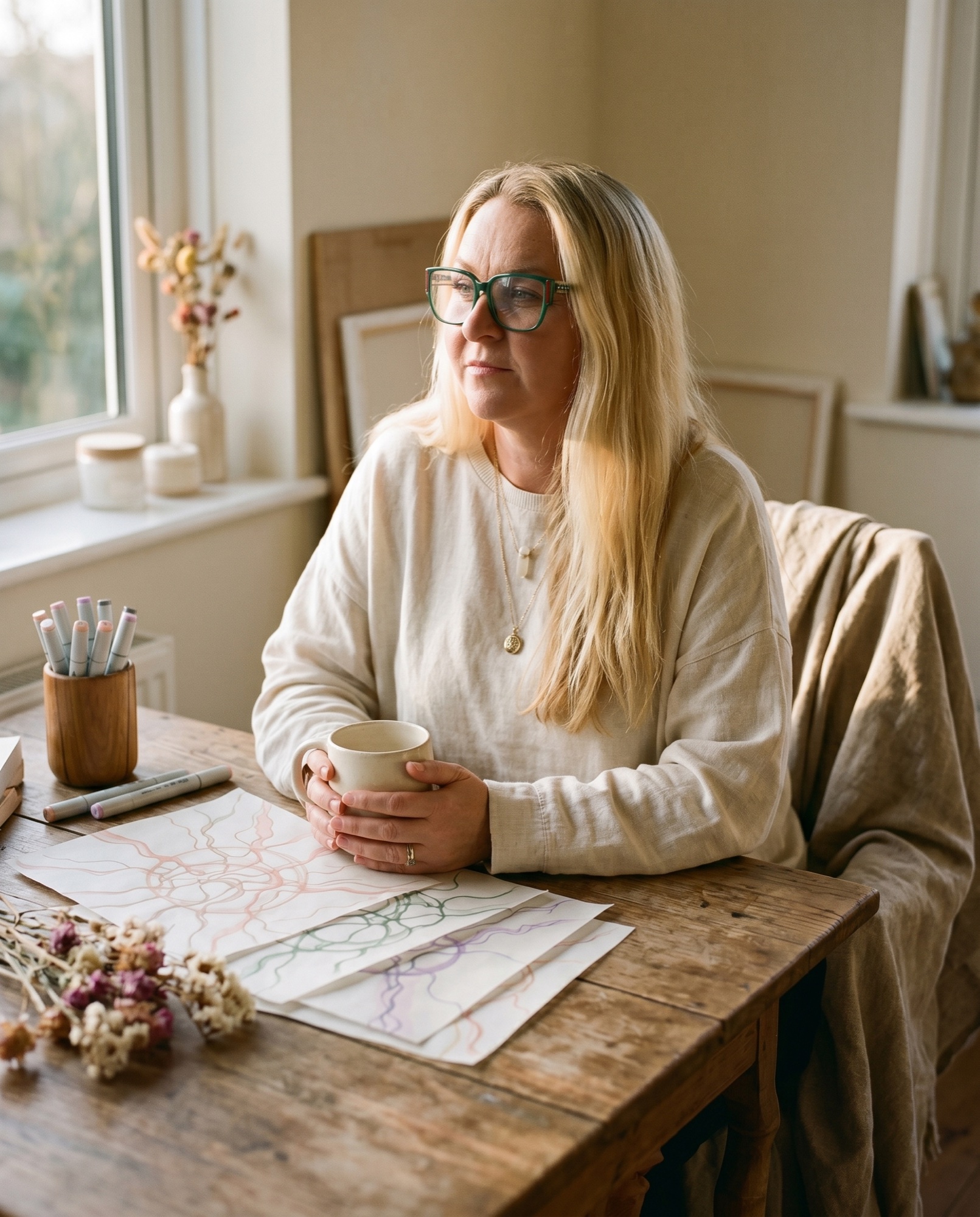 Urszula Treter w pracowni — portret środowiskowy z materiałami neurograficznymi
